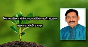 নিরাপদ পরিবেশ নিশ্চিত করতে সম্মিলিত প্রচেষ্টা প্রয়োজন- লায়ন মোঃ গনি মিয়া বাবুল